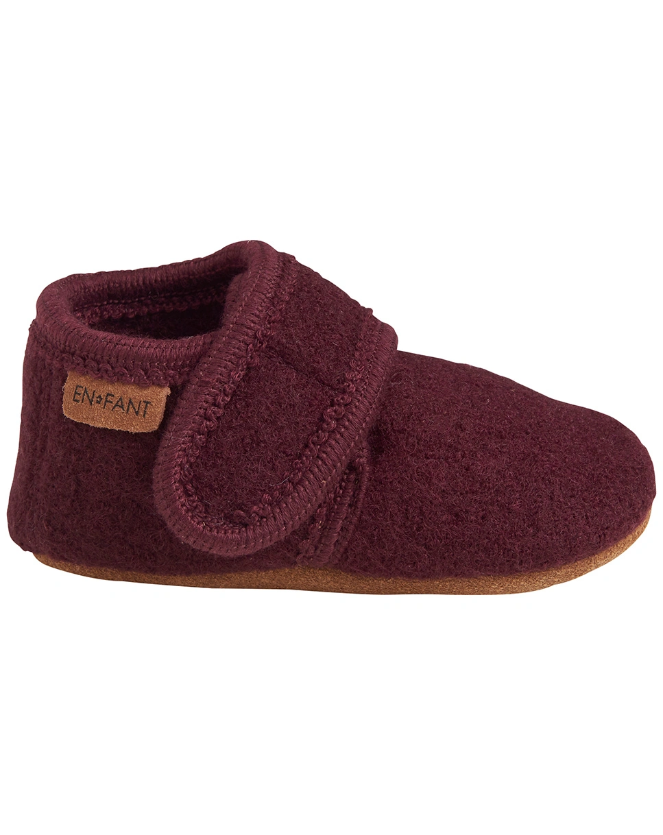Klett-Krabbelschuhe MOBIL aus Wolle in winetasting