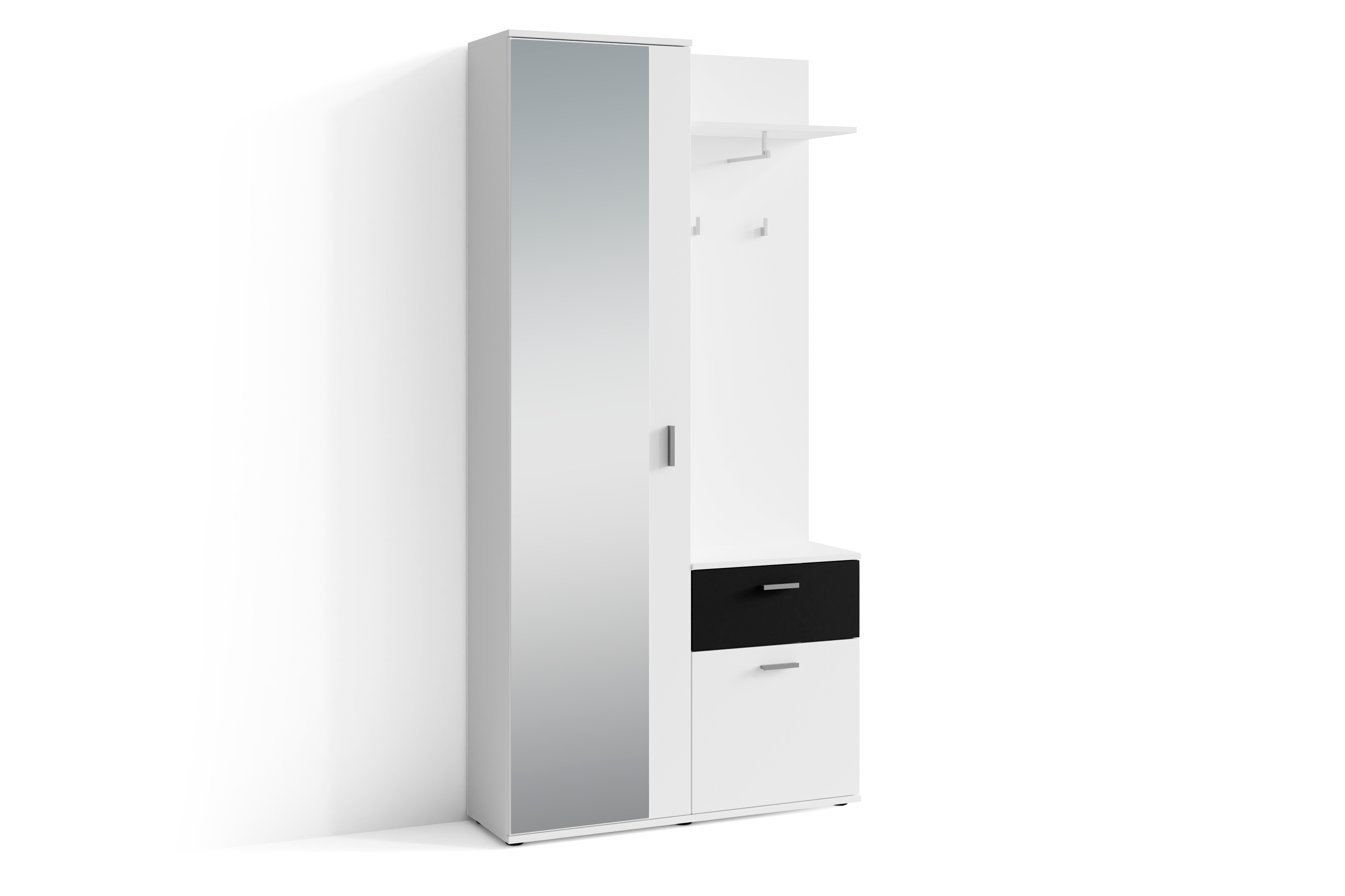 byLIVING Garderobe JAKOB, Breite 97 cm, schwarz/weiß, Spiegel, viel Stauraum