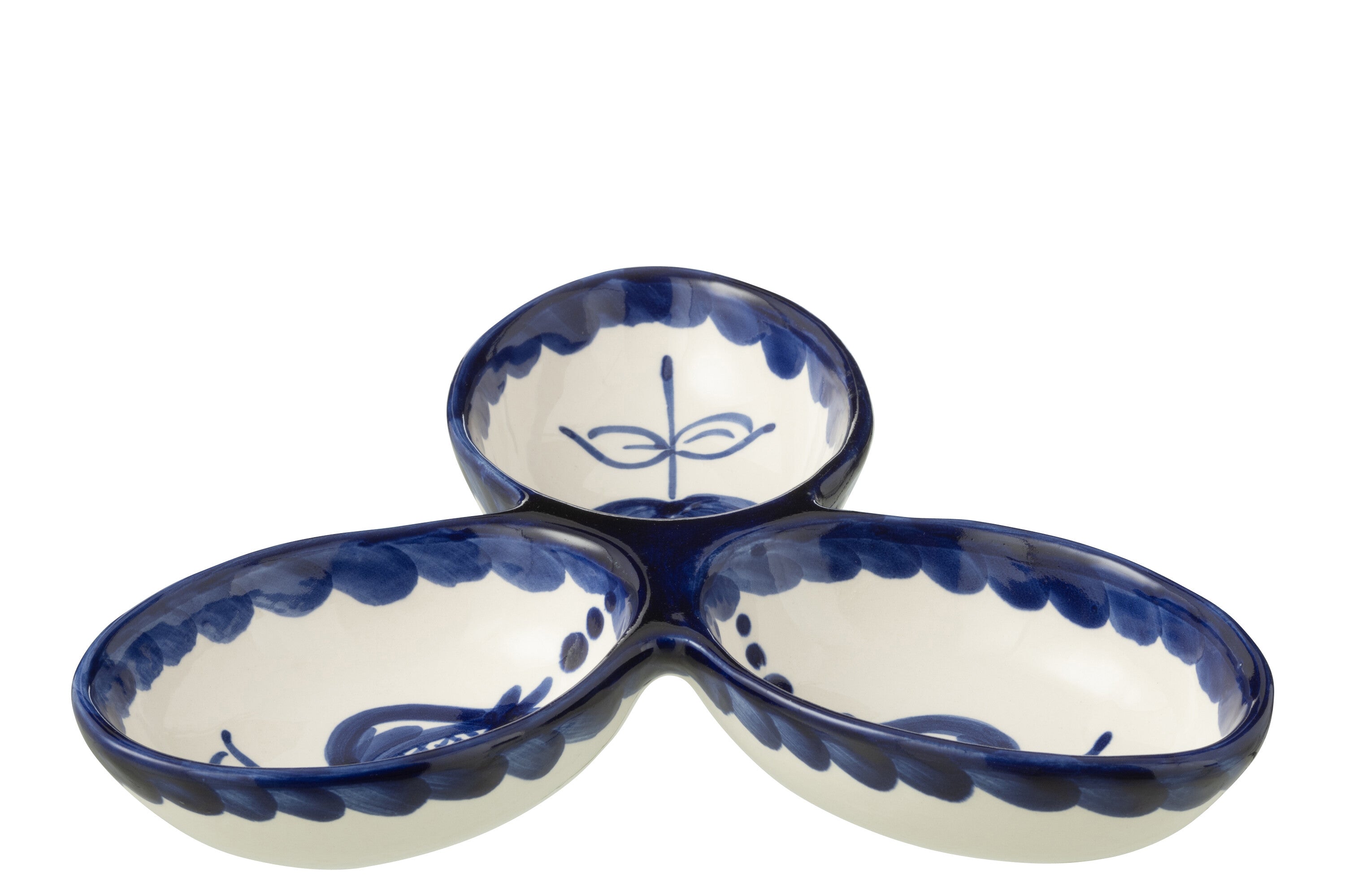 J-Line serveerschaal Granada Clover - keramiek - wit|blauw