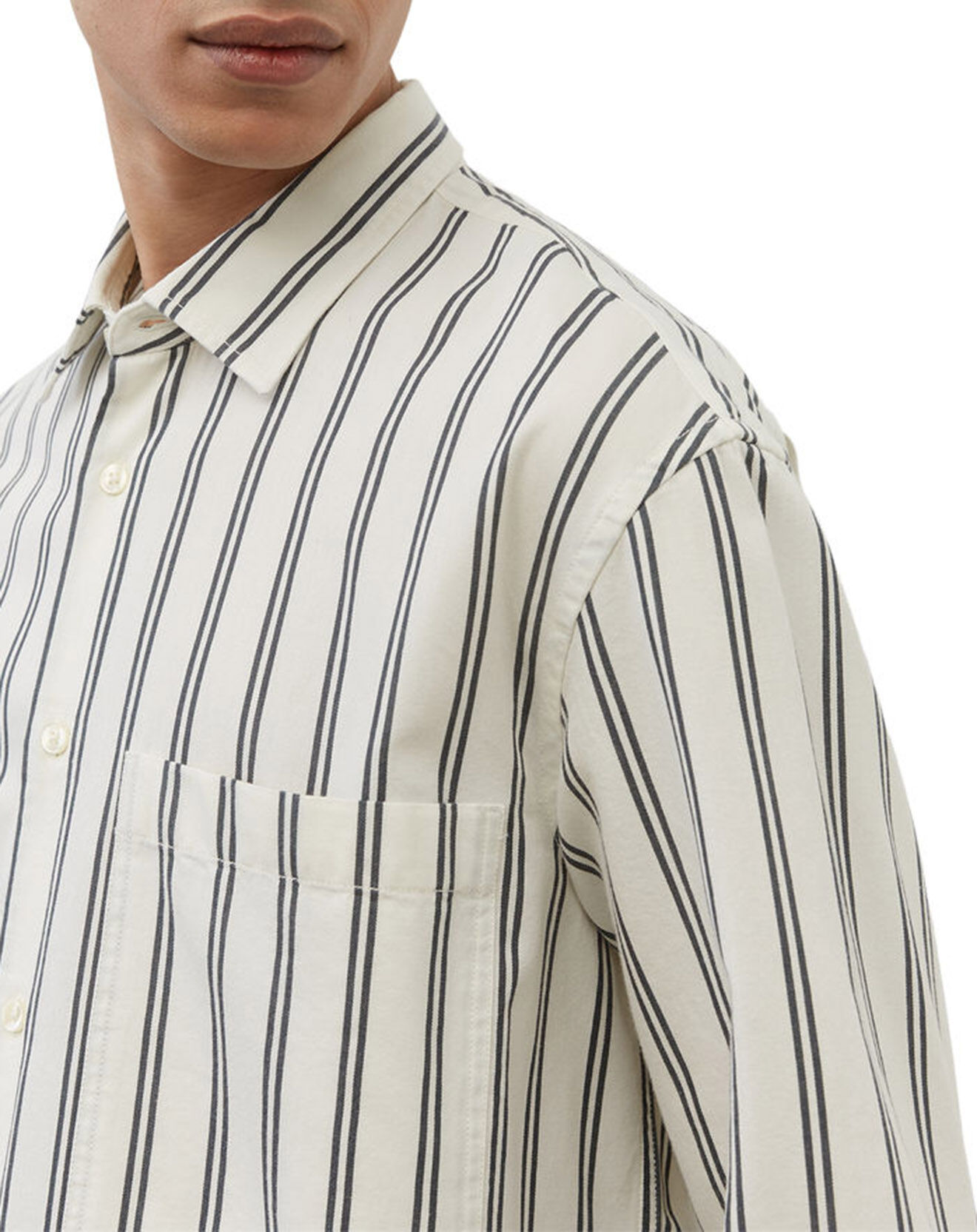 Marc O'Polo Chemise manches longues Rayée Poche blanc/noir