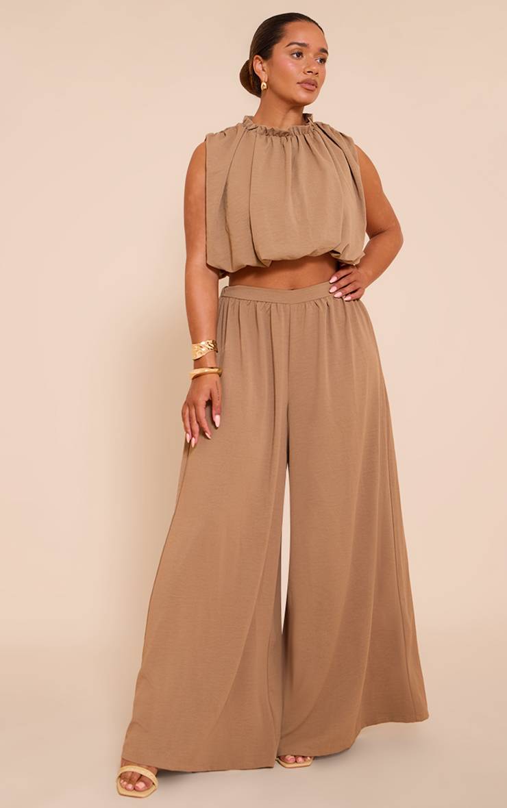 Kaki Ensemble Coordonné Blouse Ballon En Satin Martelé Shape