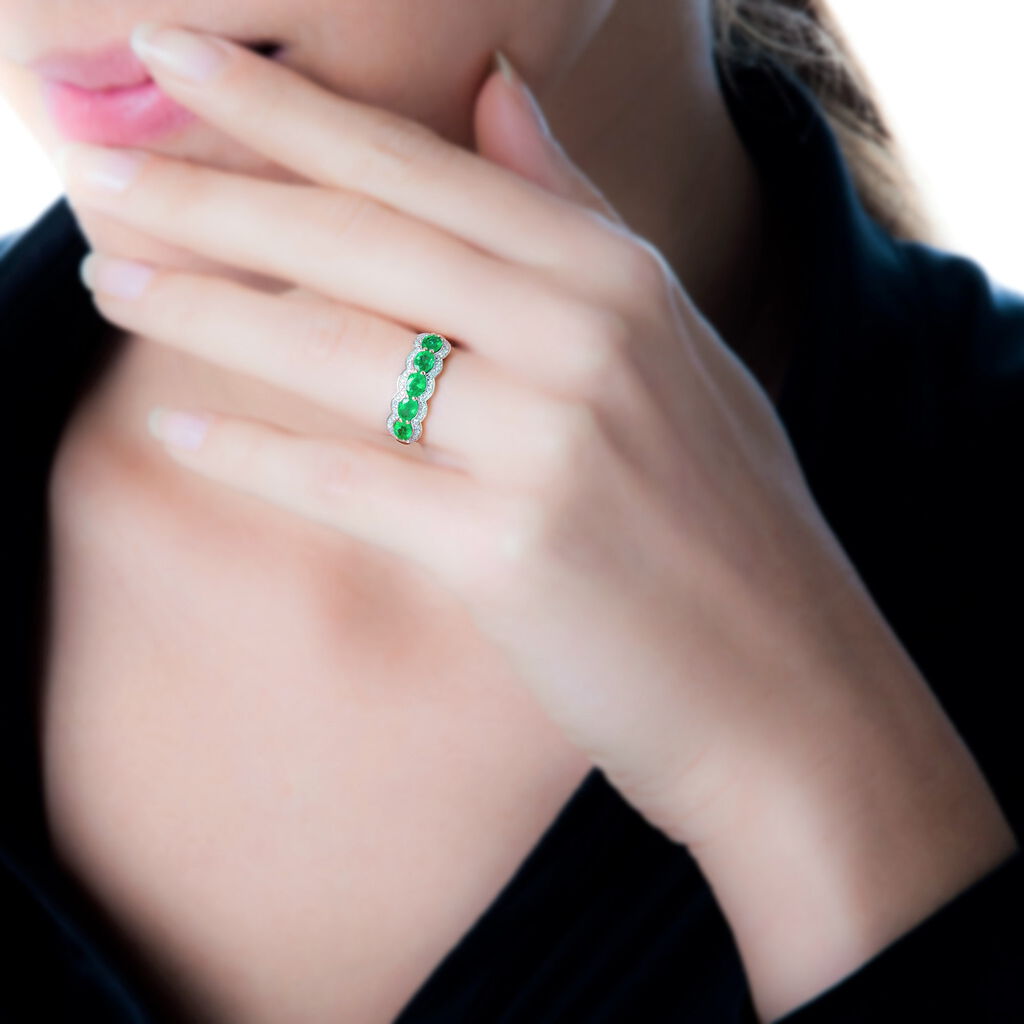 Bague Margaux Or Jaune Emeraude Et Diamant