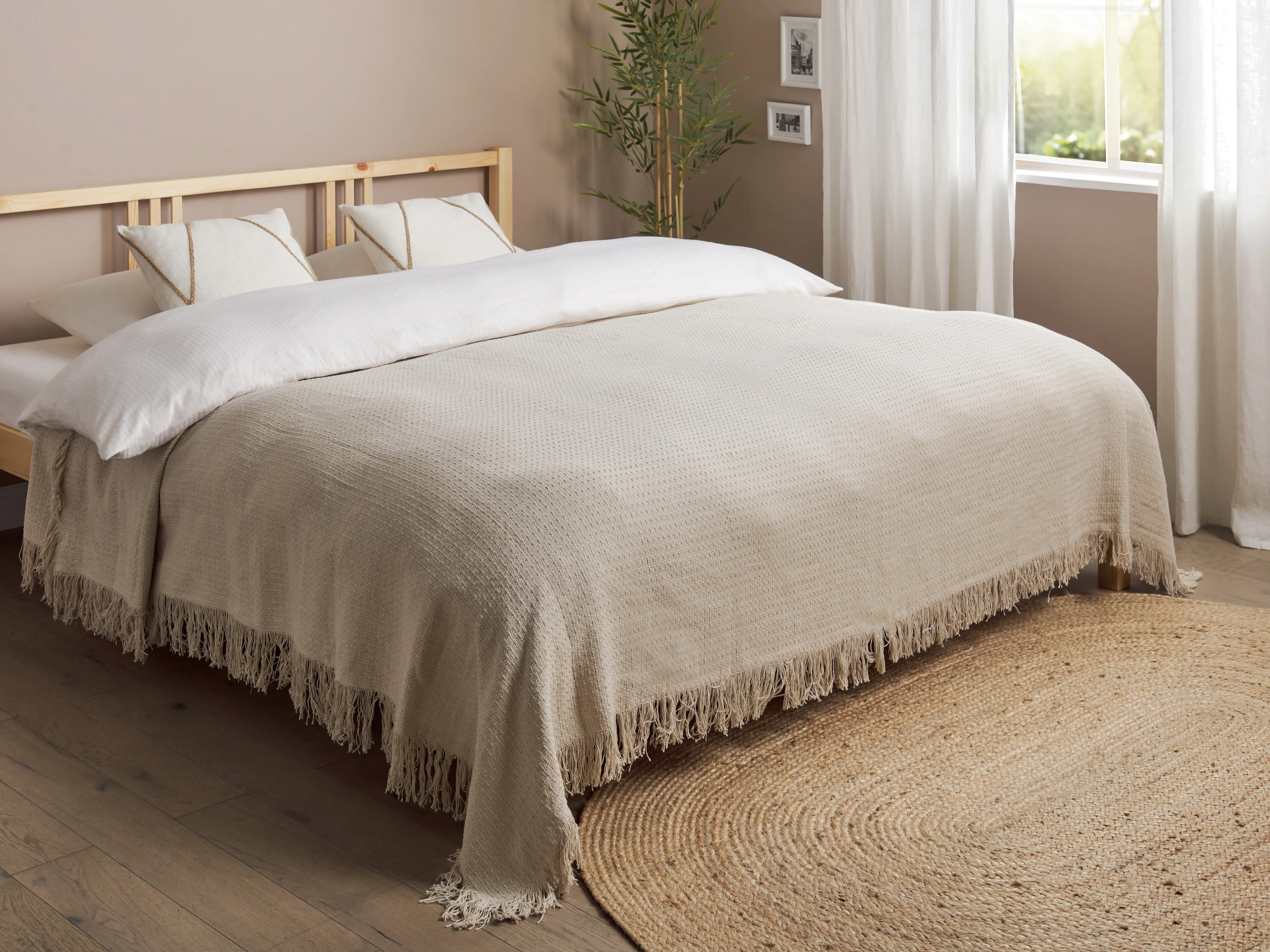 Sprei YERBENT Katoen 220 x 240 cm Lichtgrijs