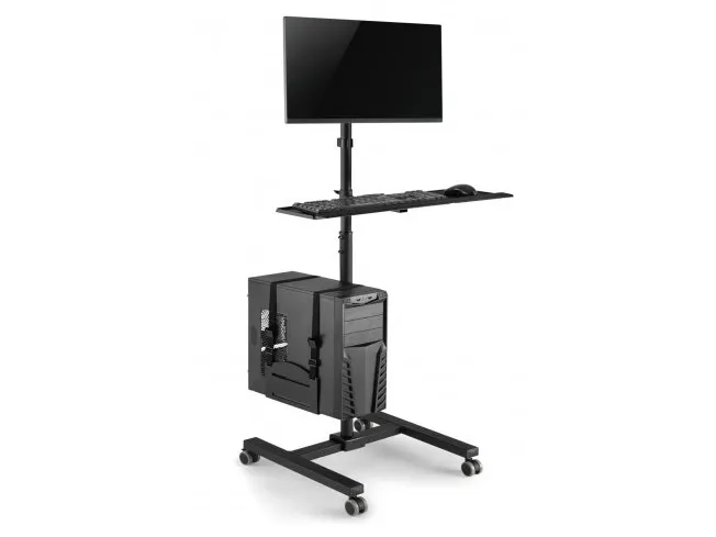 Maclean MC-793 - Vogn med hjul - for LCD-skærm / tastatur / CPU - plastik, stål - sort - skærmstørrelse: 17