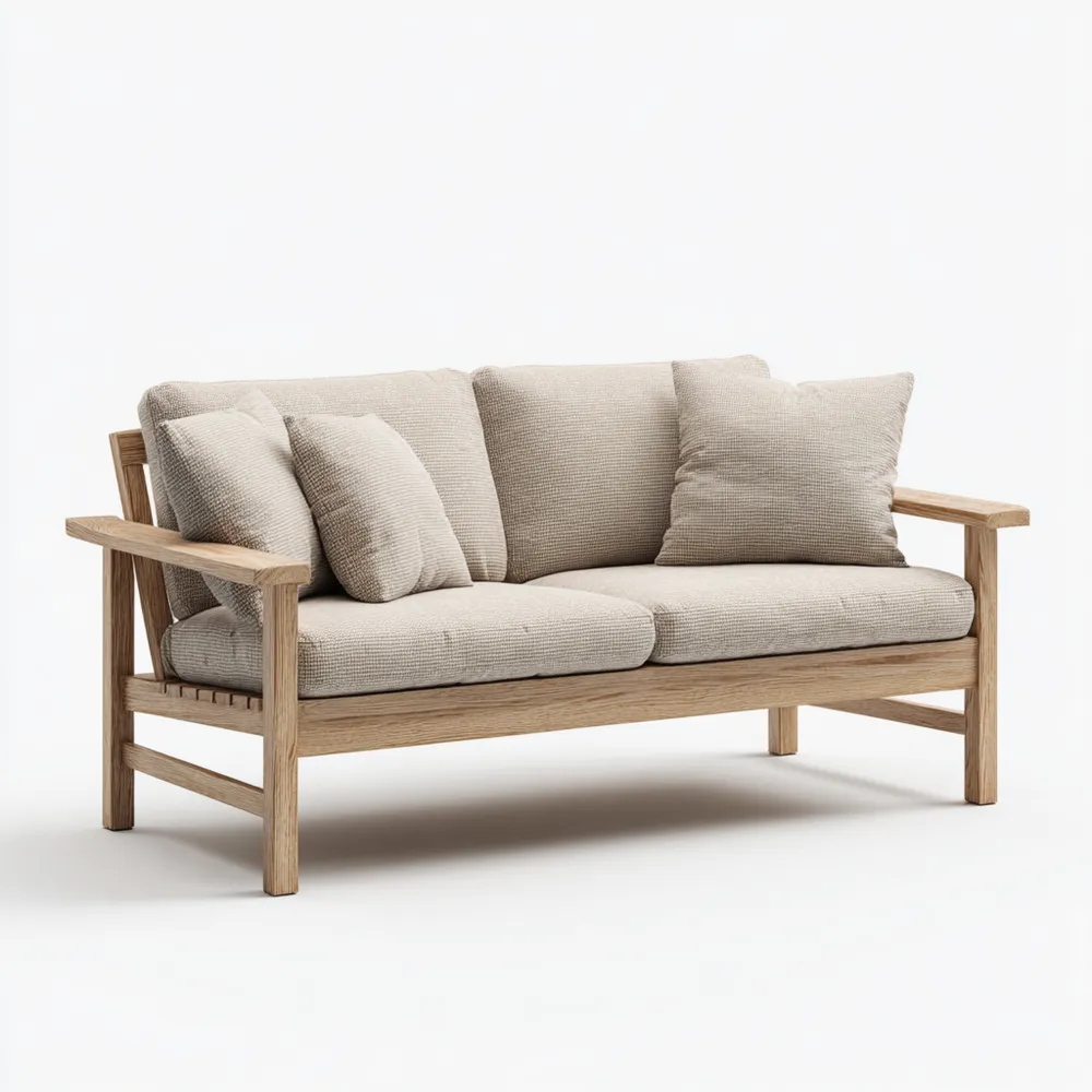 2-Sitzer-Sofa Stoffpolster 140x85x75 cm – Beige – Skandinavisches Desi