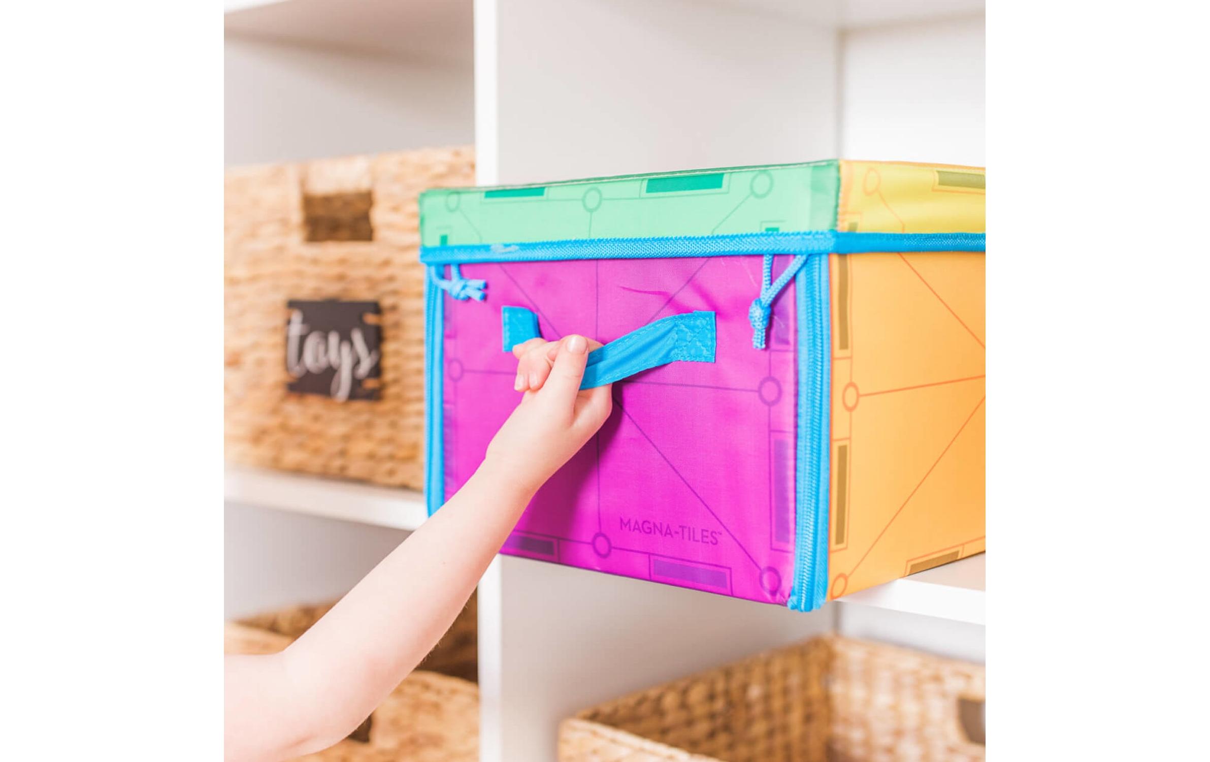 Aufbewahrungsbox und SpielmatteAufbewahrungslösung für magnetische Bausteine