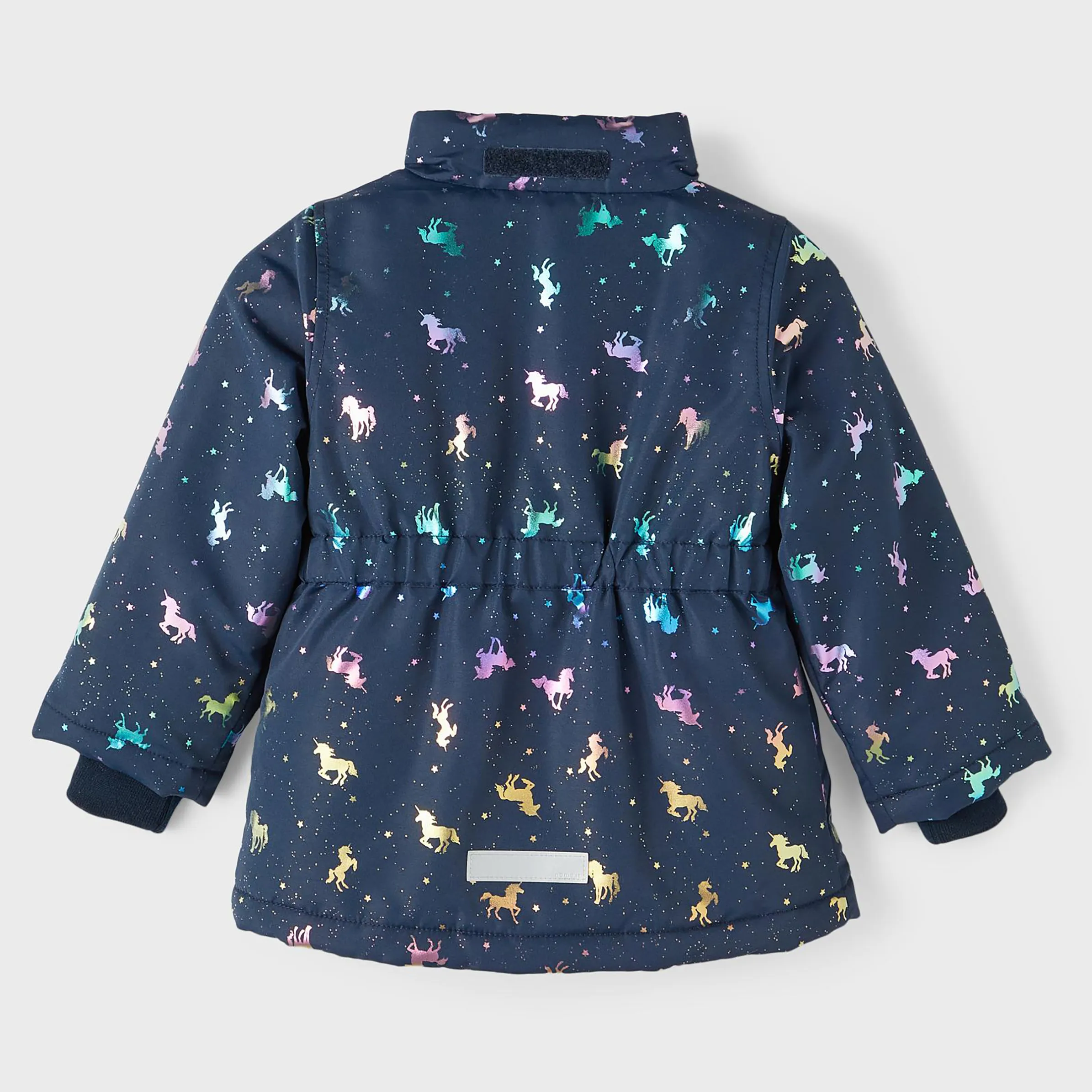 Mädchen Steppjacke mit abnhembarer Kapuze und Pferde-Print