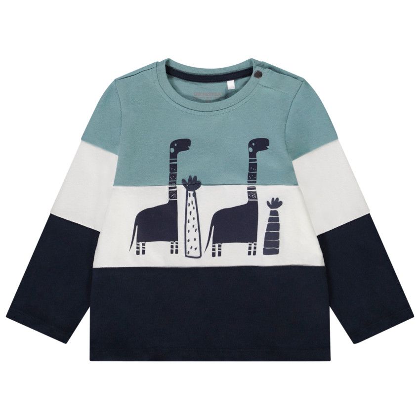 T-shirt manches longues style colorblock print fantaisie pour bébé garçon - Bleu marine