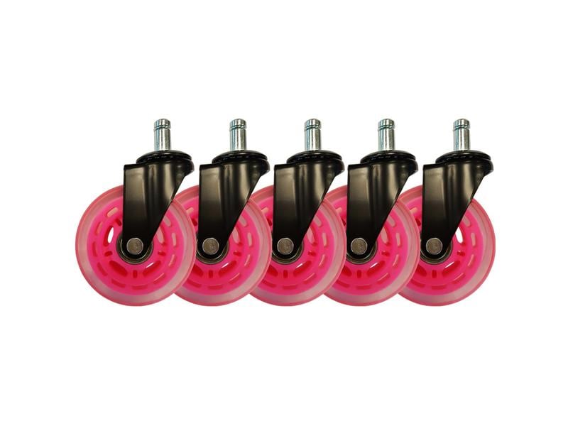 LC-Power Gaming Stuhlrollen 5er Set Pink Rollenset in der Farbe Pink für schnelles Gleiten von Tisch zu Tisch
