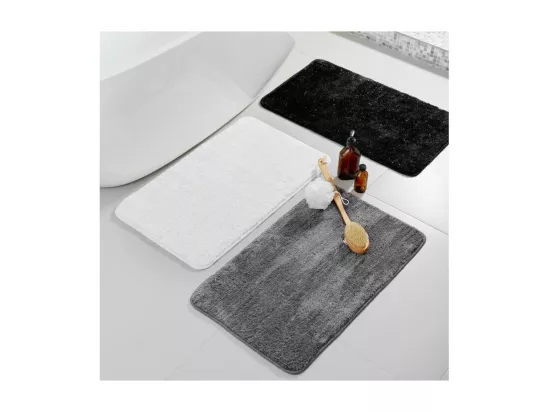 Tapis de Bain 45 x 75 cm Metropolis Gris - Microfibre Finition Fil Métallisé