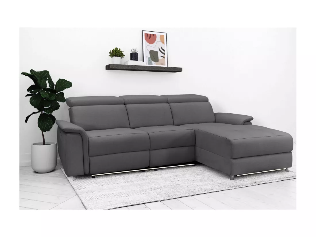 Pareli | Canapé 3 places avec fonction manuel tissu anthracite
