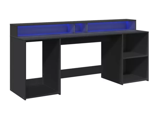 Bureau avec lumières LED noir 200x55x91 cm bois d'ingénierie