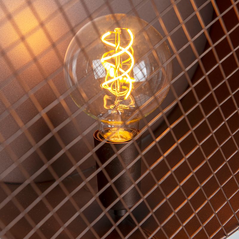 Vintage vloerlamp op bamboo driepoot groen met koper - Barrel