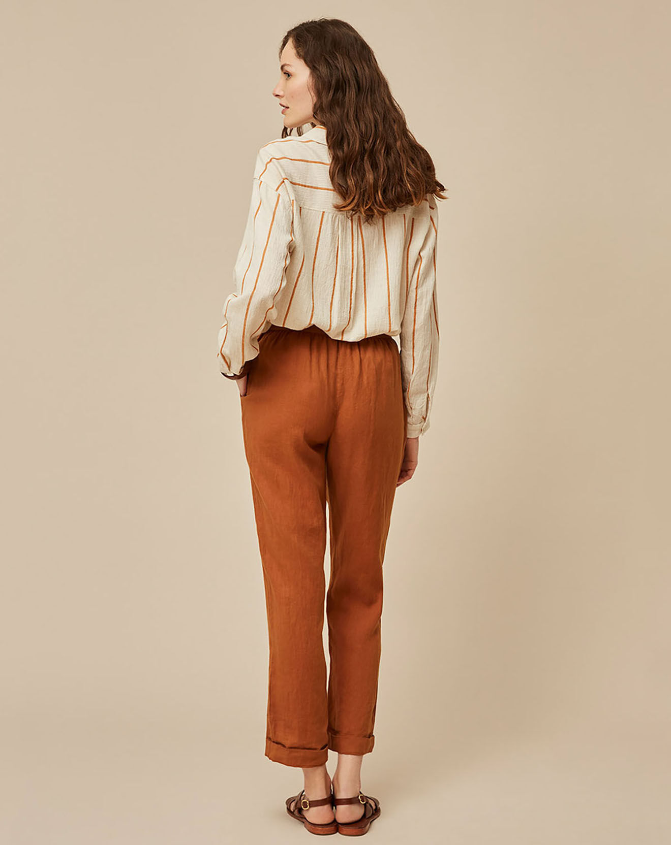 Harris Wilson Pantalon 100% Lin Carl cacao