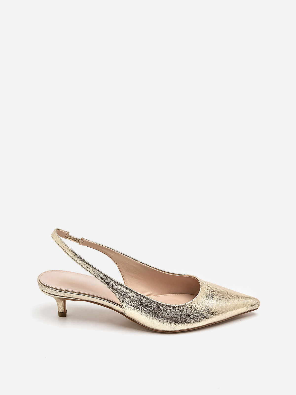 Escarpins slingback en simili texturé- Doré