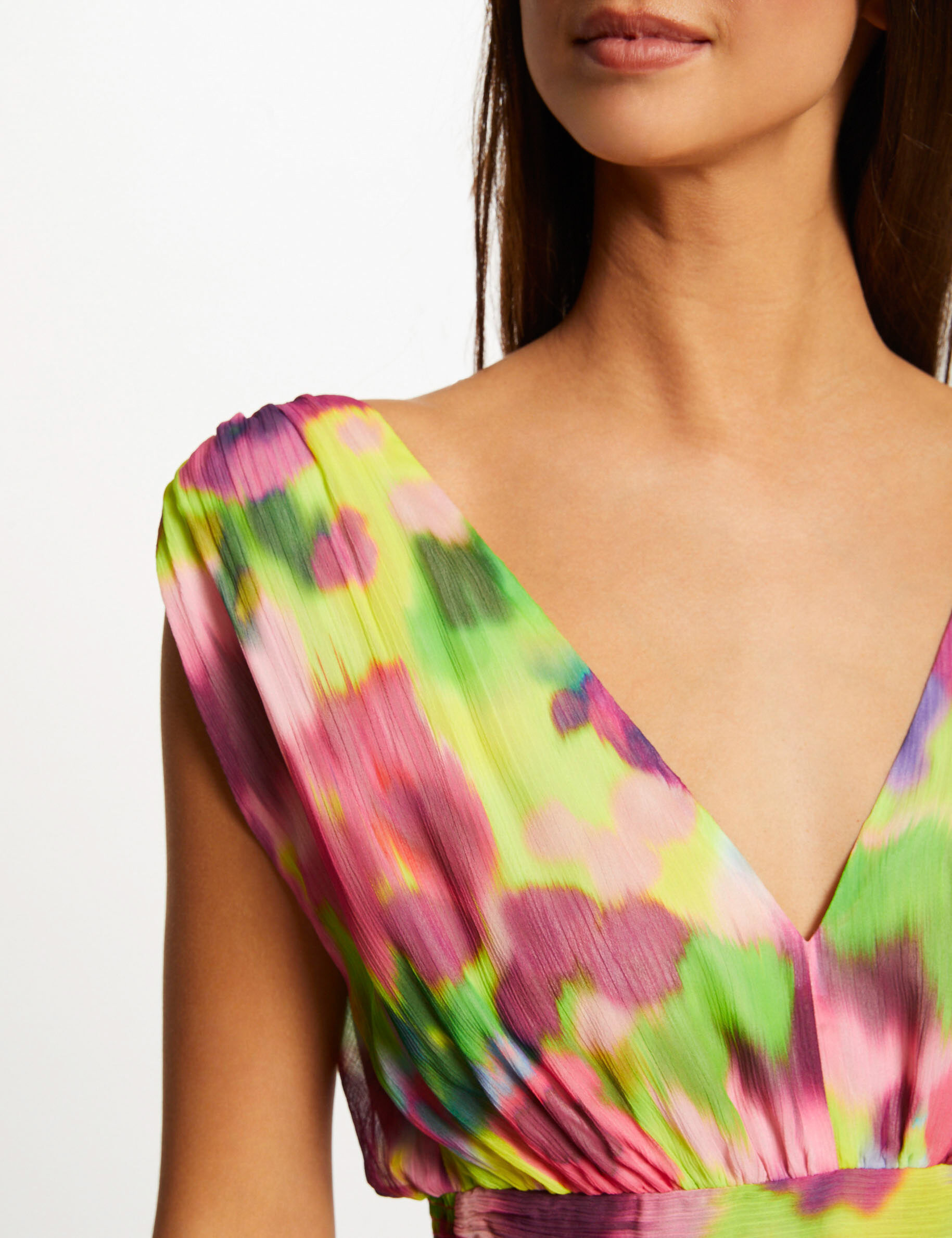 Robe longue cintrée imprimé abstrait multico femme - multico