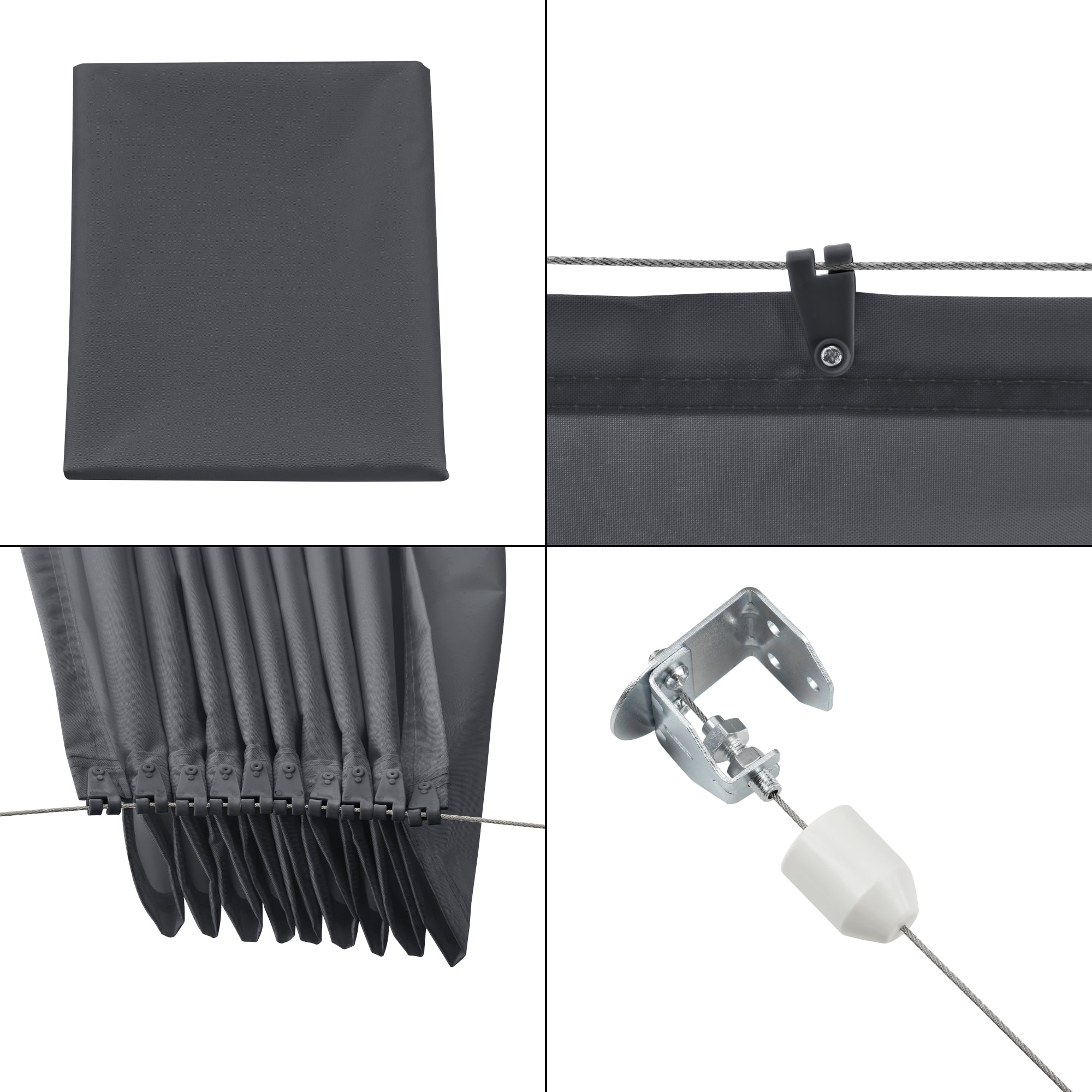 Voile d'ombrage rétractable spf 50 hydrofuge 140 x 270 cm gris foncé