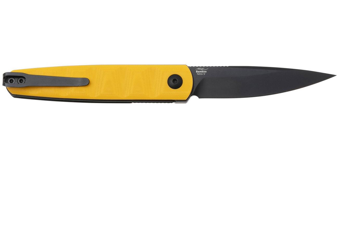 Kizer Bamboo V3722A3, Black Nitro-V, Yellow G10 zakmes, Maksim Epifantsev design