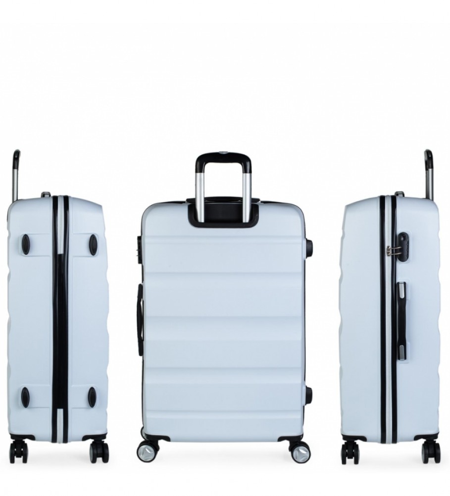 Mala rígida grande ITACA XL com 4 rodas T71670 branca - 77x48x29cm -