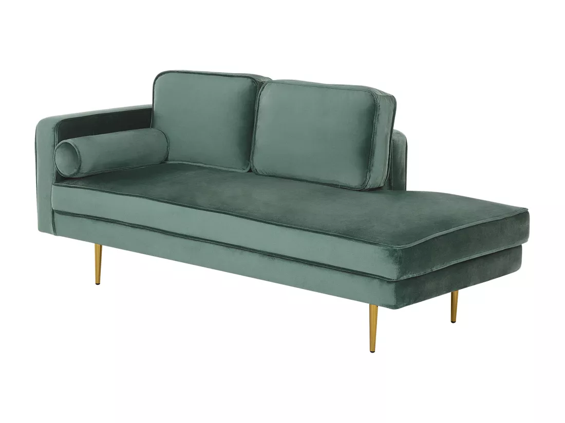 Chaise longue en velours vert menthe côté droite MIRAMAS