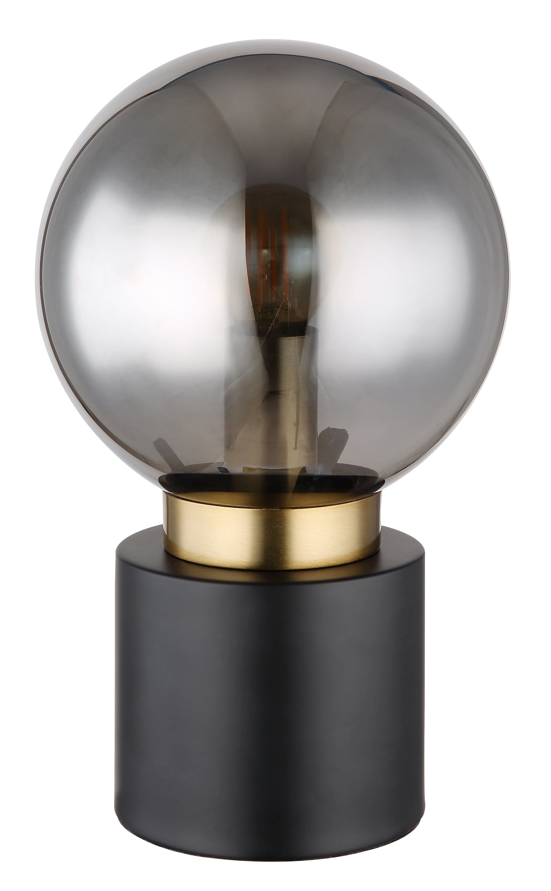 GLOBO Retrofit Tischlampe MARKA schwarz-messingfarbig /rauchfarbig