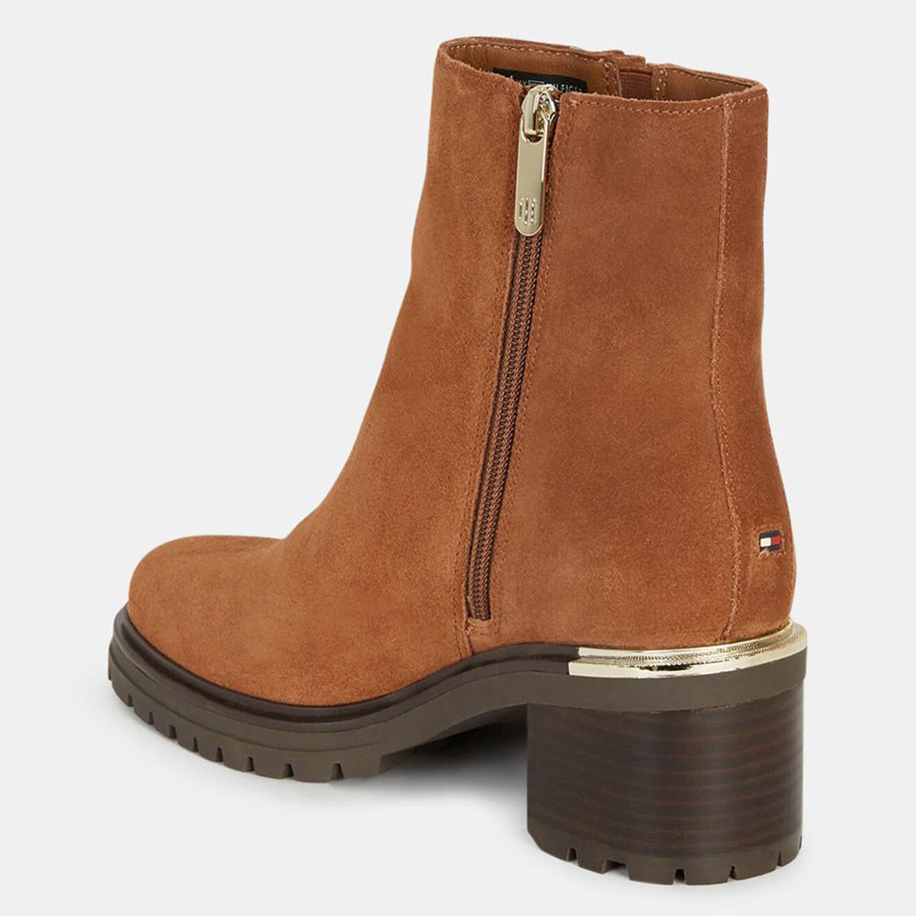Tommy Hilfiger Bottines en Velours de Cuir Tl cognac - Talon 6,5 cm
