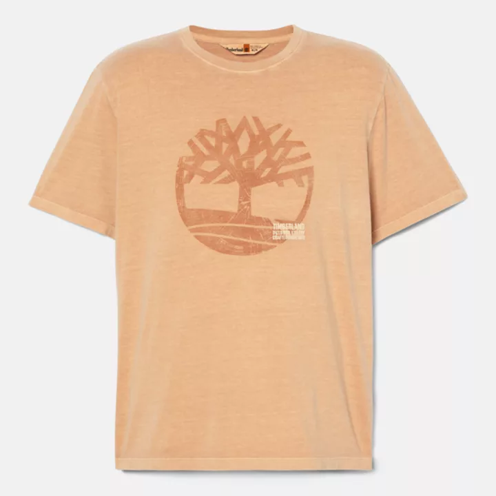 T-shirt à motif teint en pièce pour homme en jaune foncé