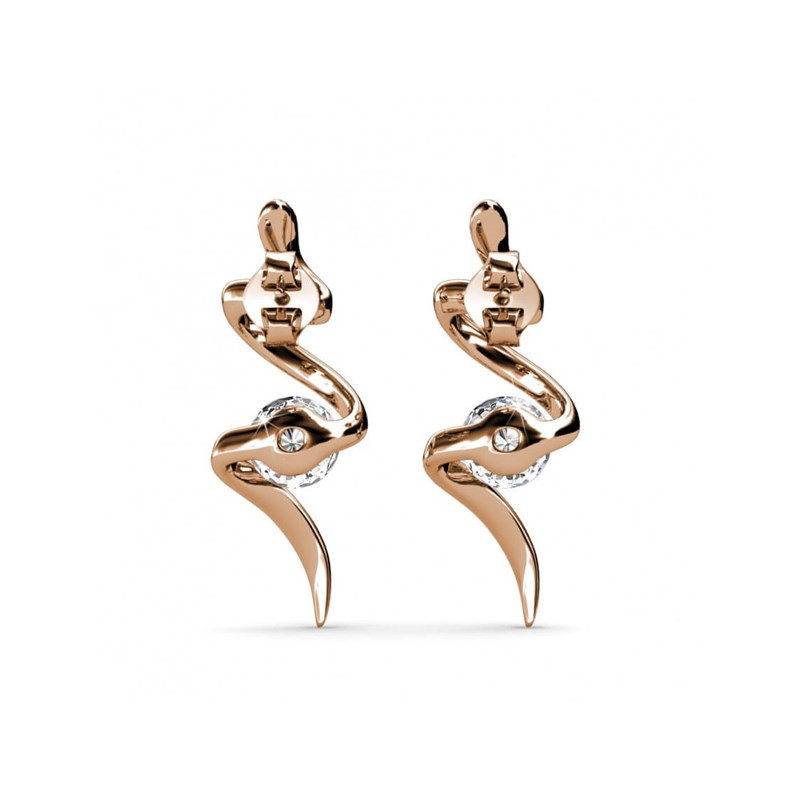 Boucles d'oreilles Spiral - Or Rosé et Cristal