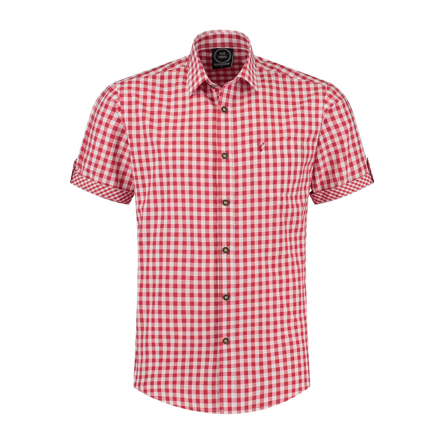 Rood Witte Blouse Heren Korte Mouw Geruit