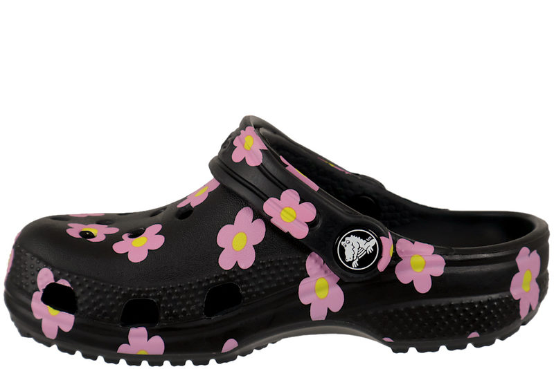 CROCS CLASSIC FLOWER CLOG I SORT GUMMI