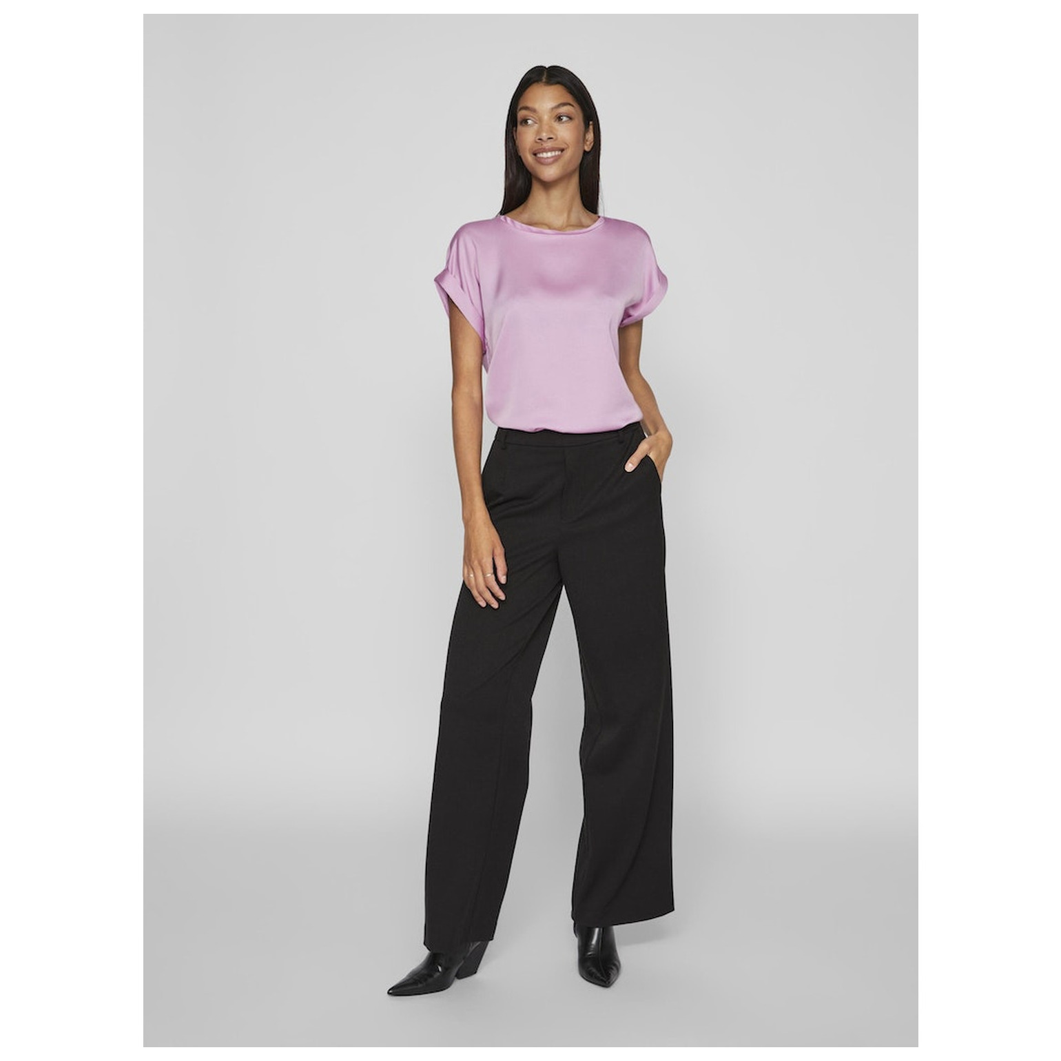 Vila VIELLETTE S/S SATIN TOP - NOOS