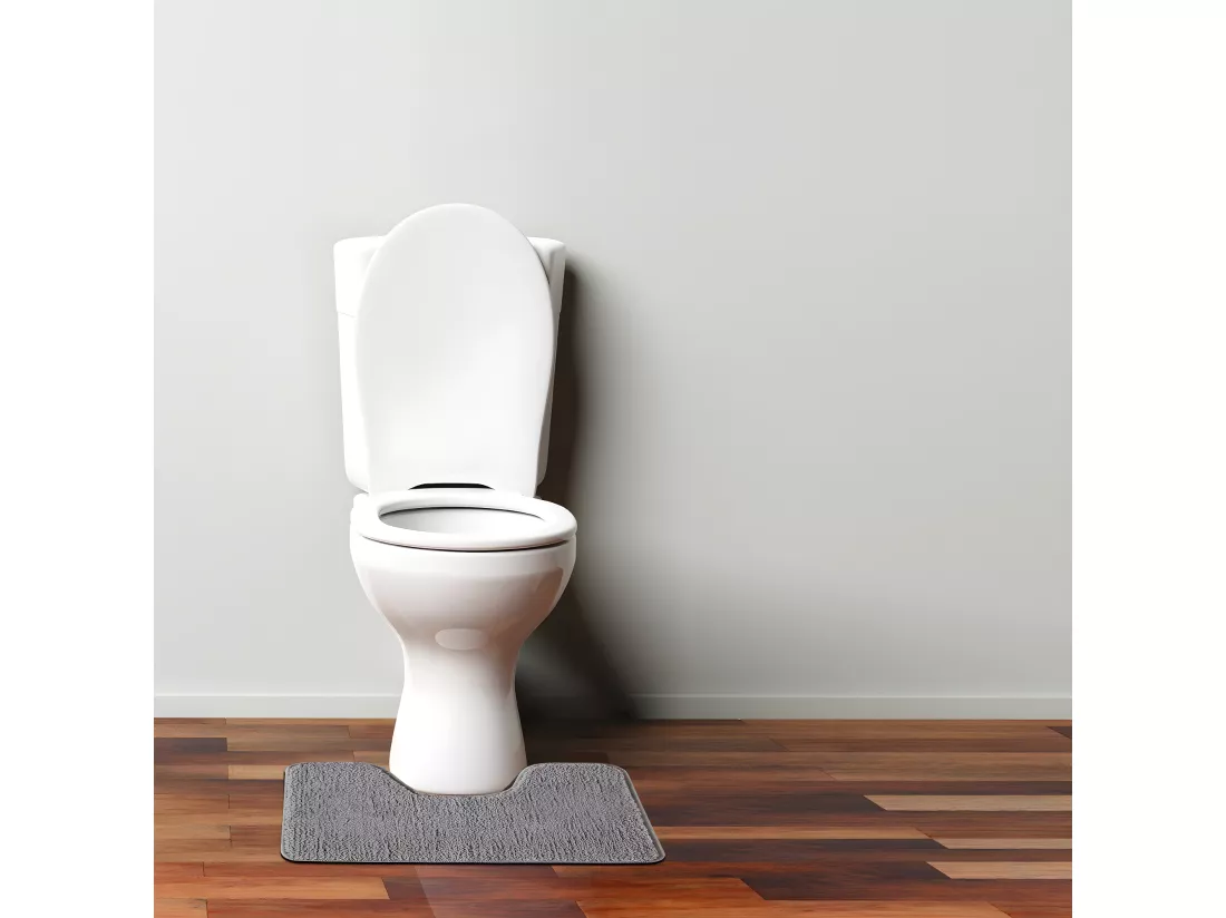Tapis de toilette uni en polyester gris 50x40cm
