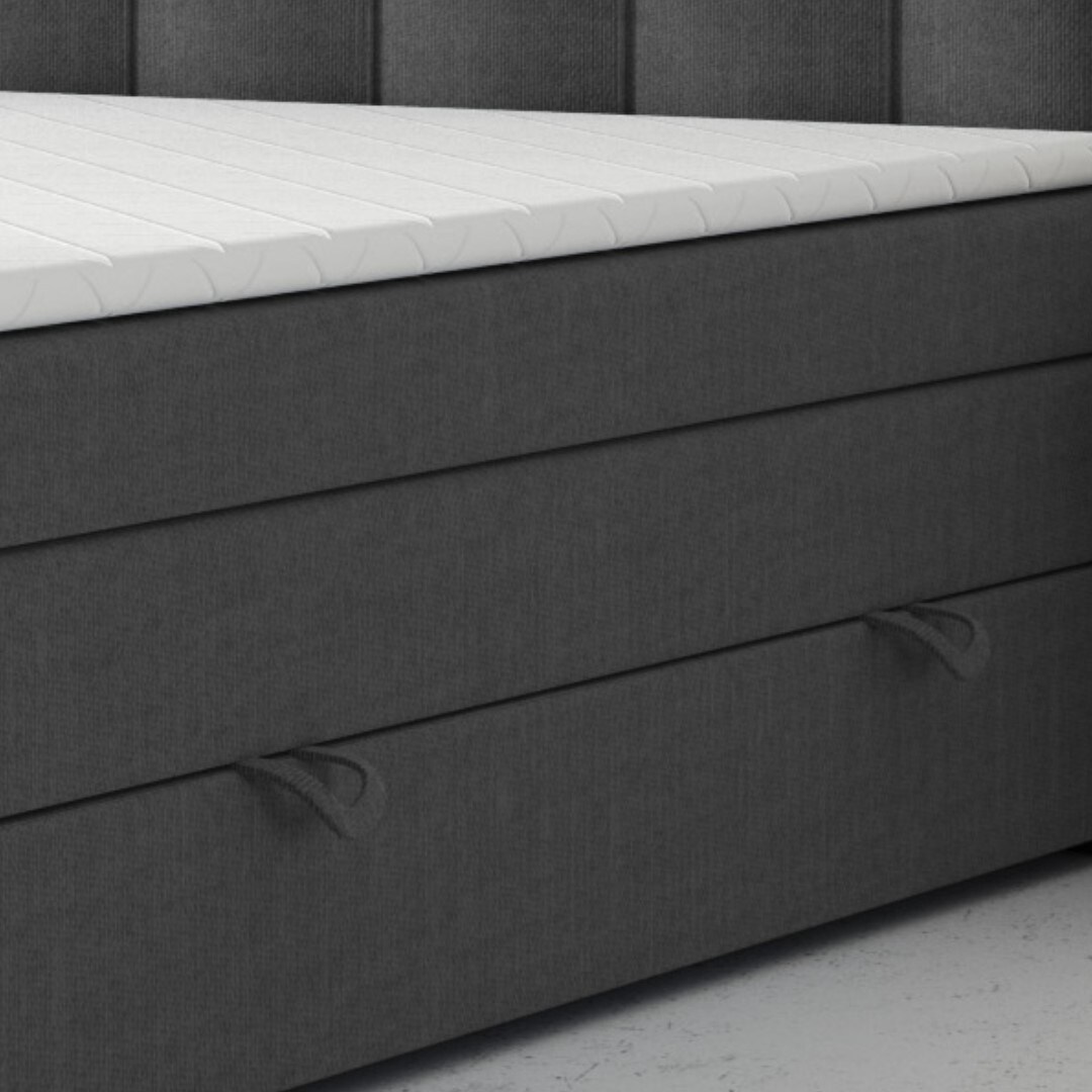 M-Punkt GmbH Boxspringbett PORTO mit Bettkasten 180 x 200 cm Webstoff Anthrazit - versch. Ausführungen