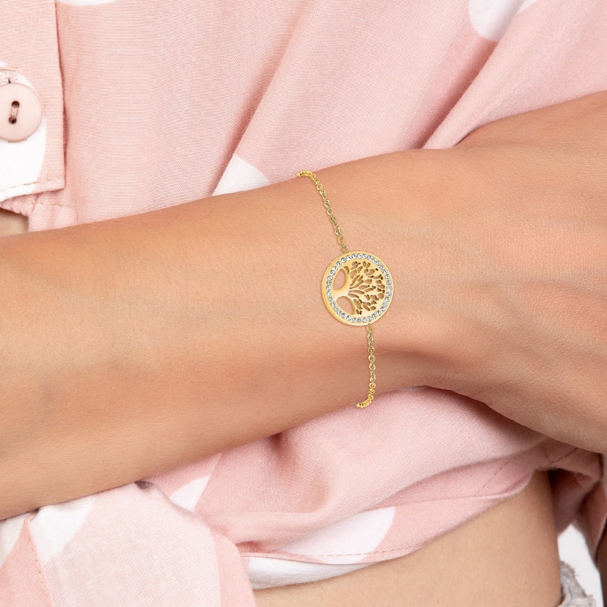 Bracelet arbre de vie en acier inoxydable par SC Bohème