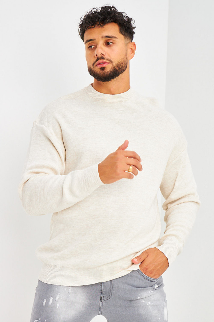Pull beige en mailles fines