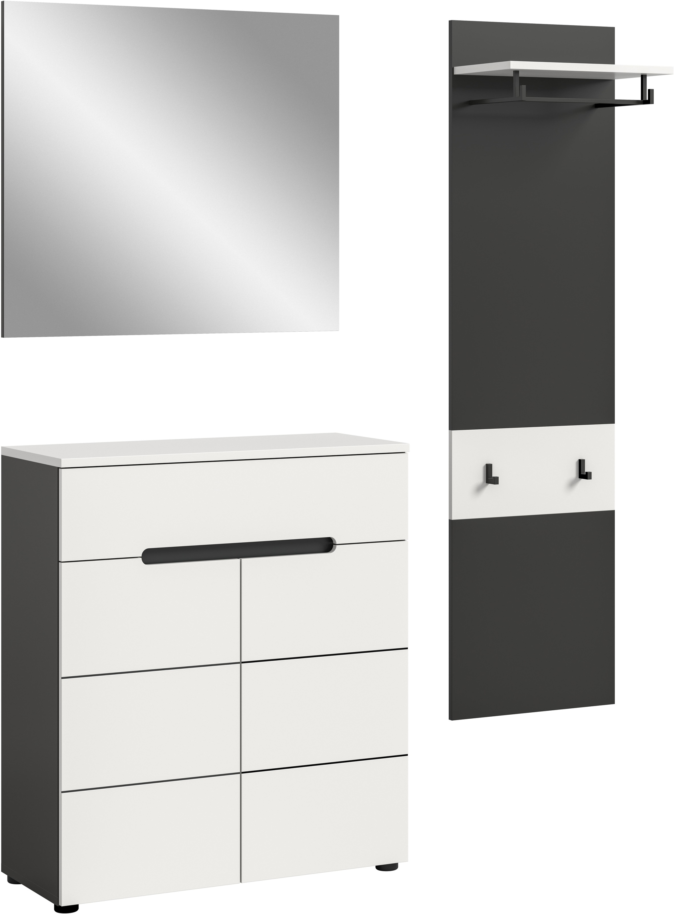 INOSIGN Garderoben-Set »REHAT, TOPSELLER!, 3-teilig, Breite 140 cm, individuell erweiterbar« Set, bestehend aus: Kommode, Spiegel und Garderobenpaneel, 3 Stk. tlg.