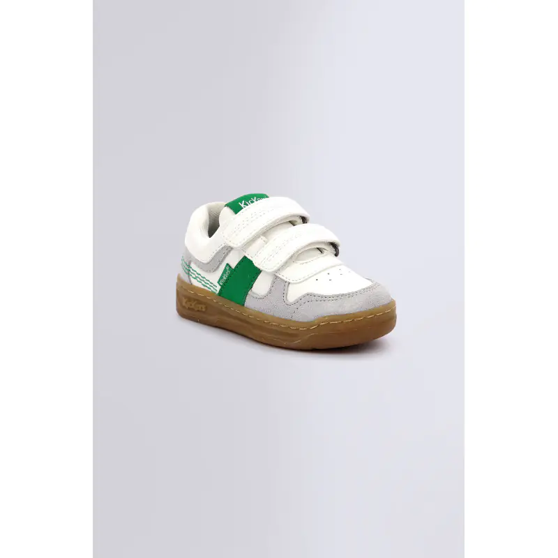 KALIDO BLANC GRIS VERT BASKETS BASSES Synthétique Mixte