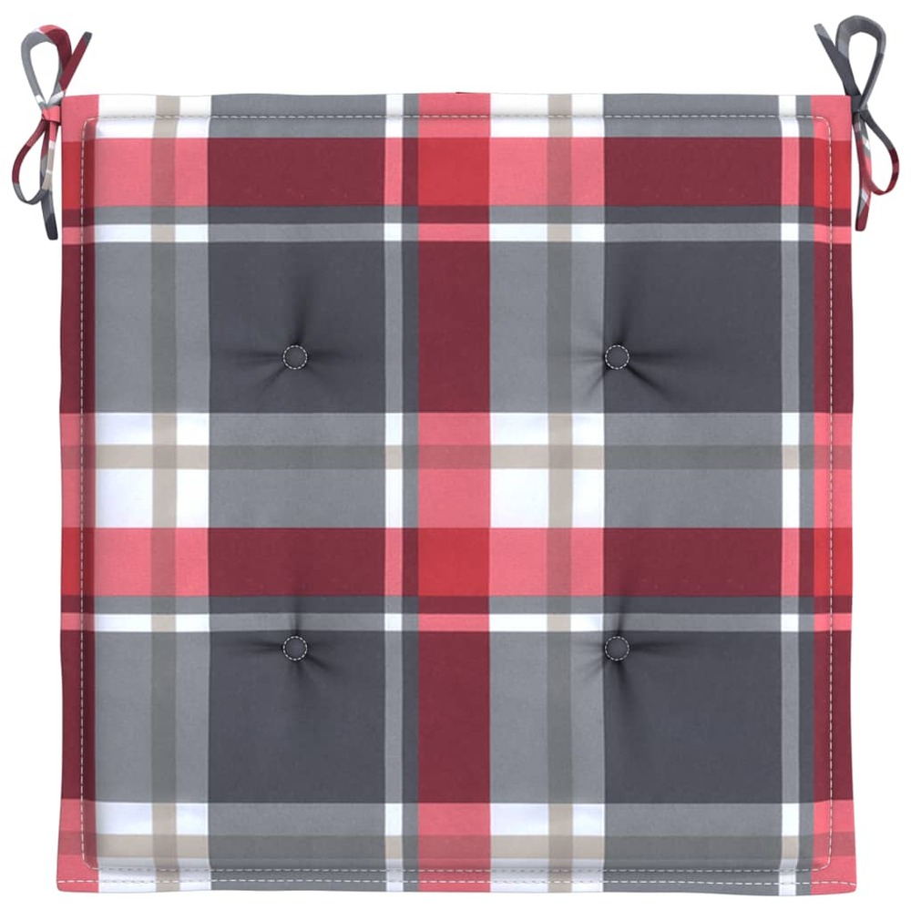 Coussins de chaise de jardin 6 pcs carreaux rouges 40x40x3 cm