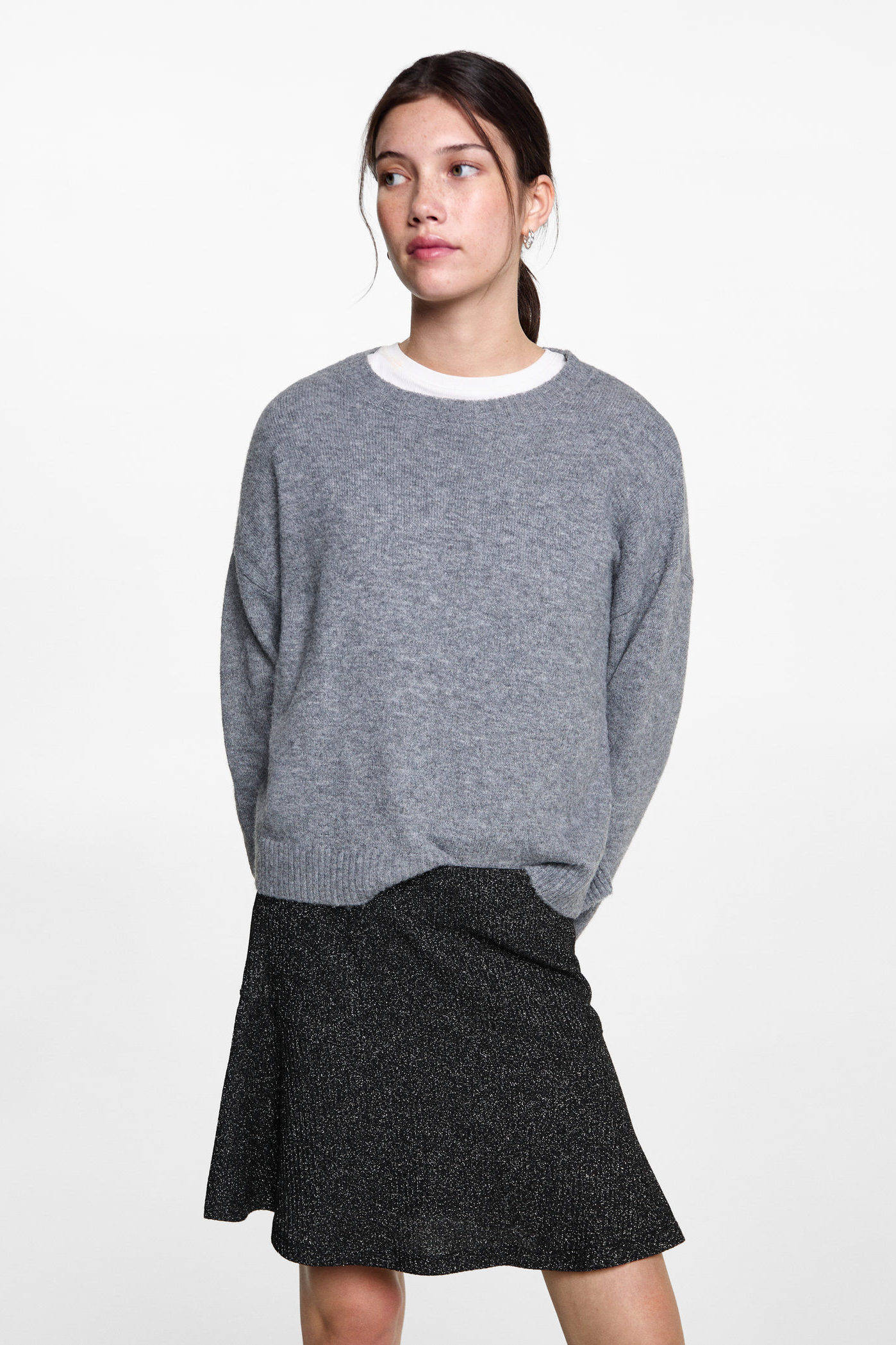 MANGO TEEN strokenrok met glitter zwart