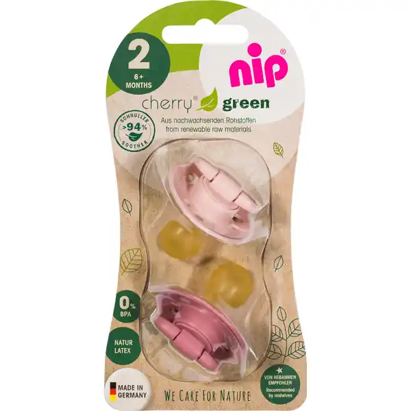 Öko-Schnuller Cherry® Green rund 6+ Monate