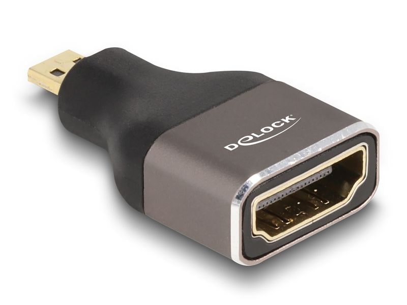 Delock Adapter 8K 60 Hz HDMI - Micro-HDMI (HDMI-D) Delock HDMI Adapter Micro-D Stecker zu A Buchse 8K 60 Hz grau Metall