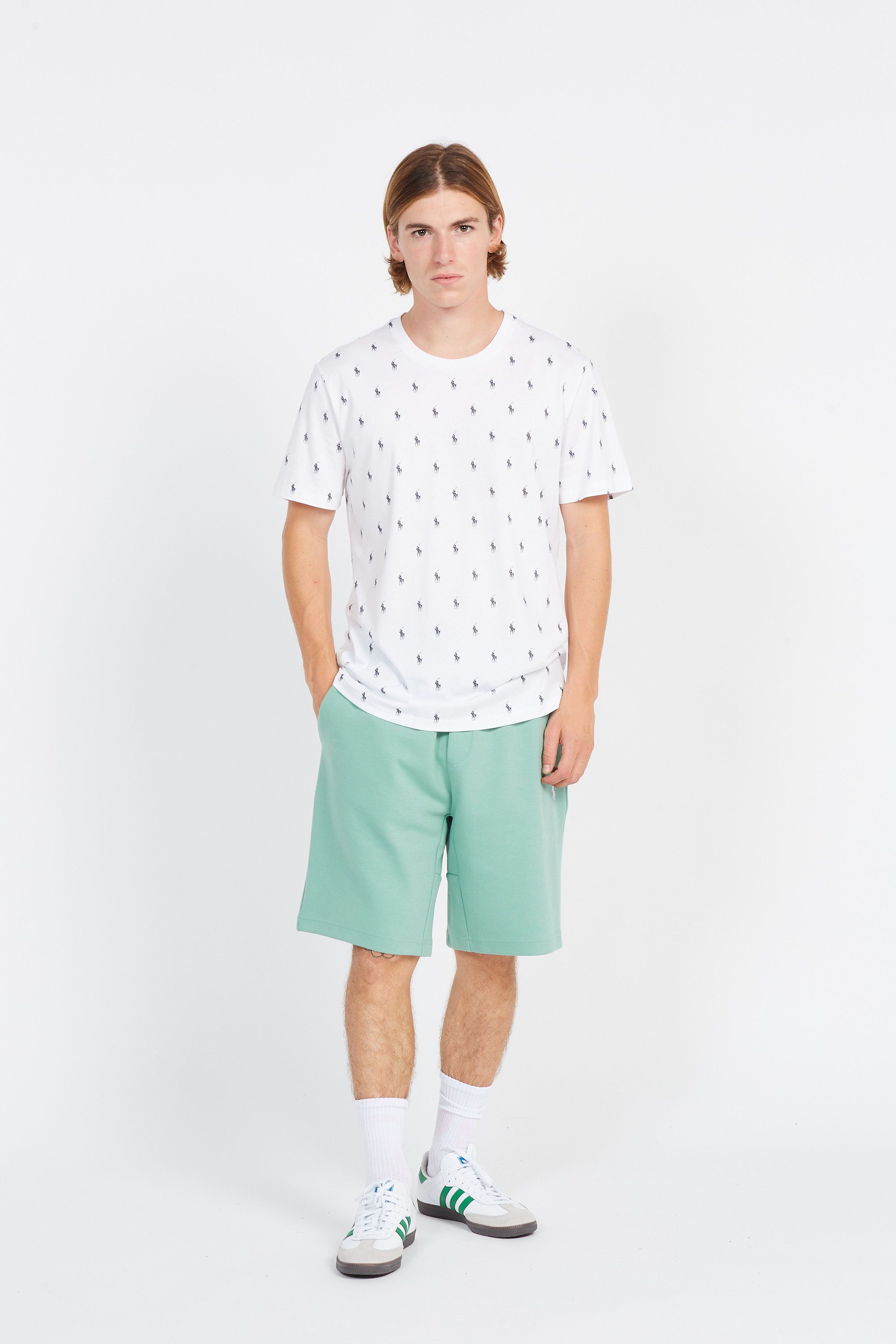 POLO RALPH LAUREN T-shirt Allover Pony Cotton Jersey Sleep Shirt Blanc