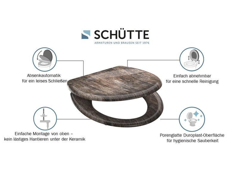 WC zitting duroplast, met soft-close-mechanisme