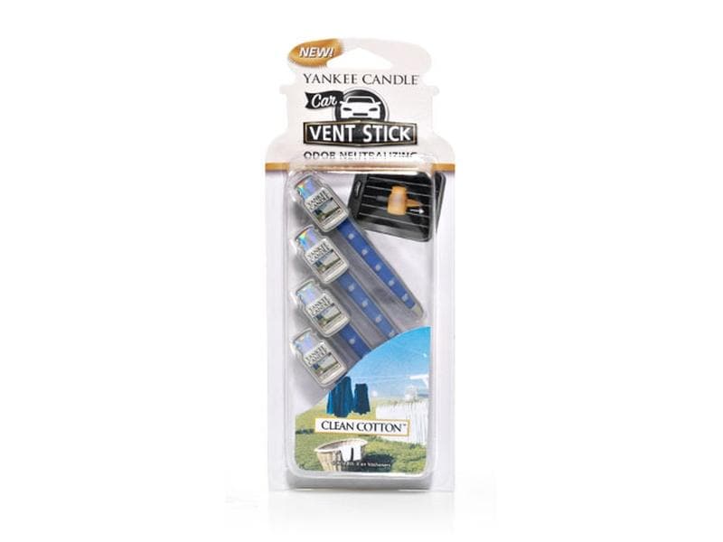 Yankee Candle Auto-Lufterfrischer Vent Stick 4 Stück, Clean Autoduft saubere Baumwolle
