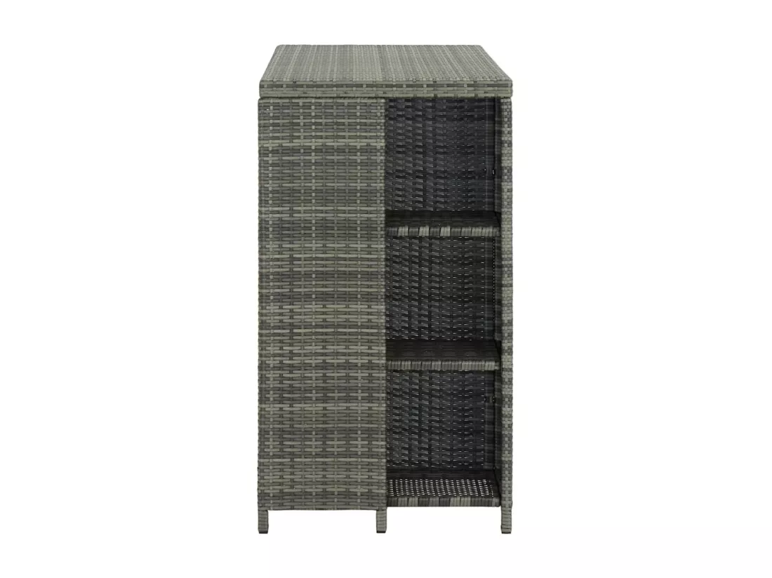 Table de bar avec rangement Gris 120x60x110 cm Résine tressée