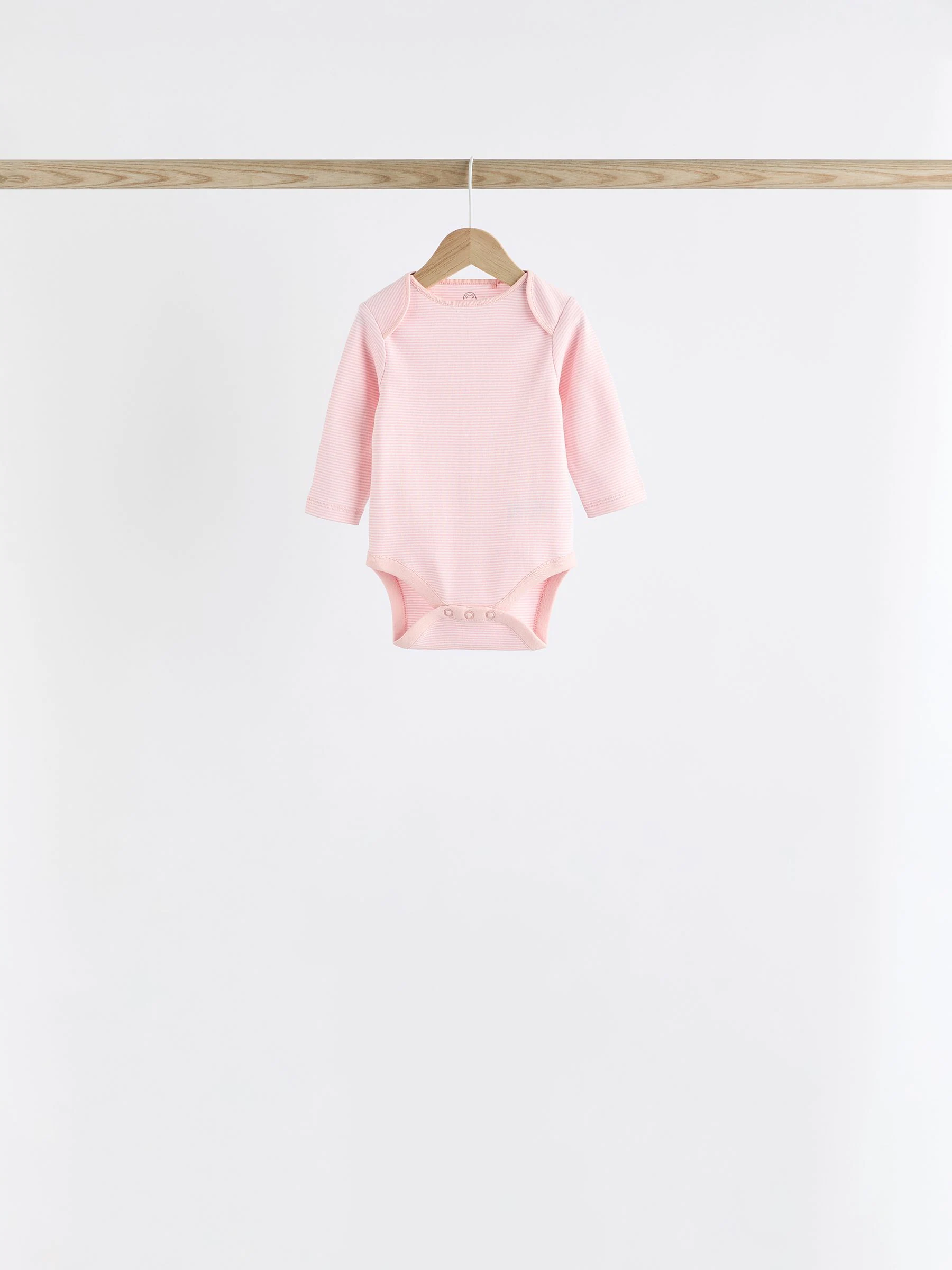 Roze met konijnen - Babyrompertjes met lange mouwen