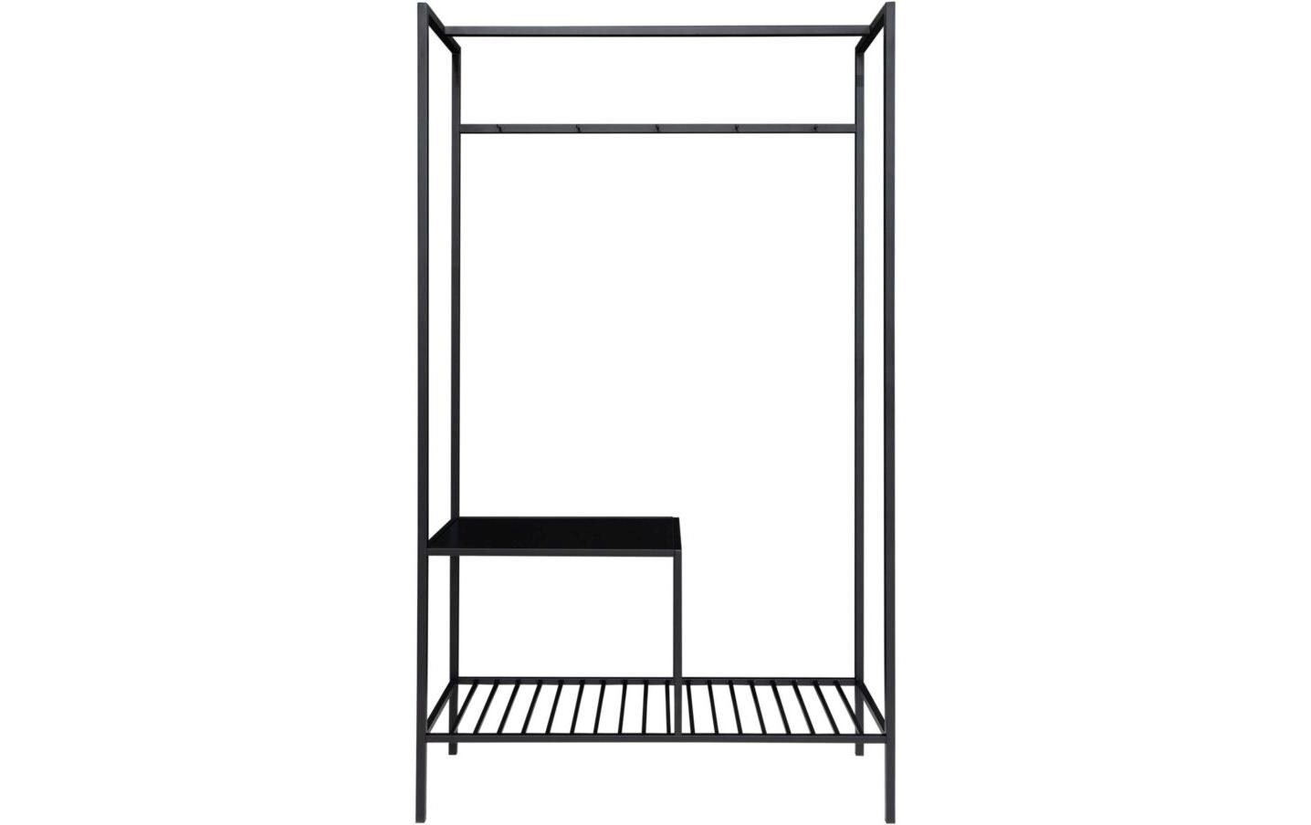 Garderobe Vita 170 cm, Schwarz<br>Garderobe mit zwei Ablagen