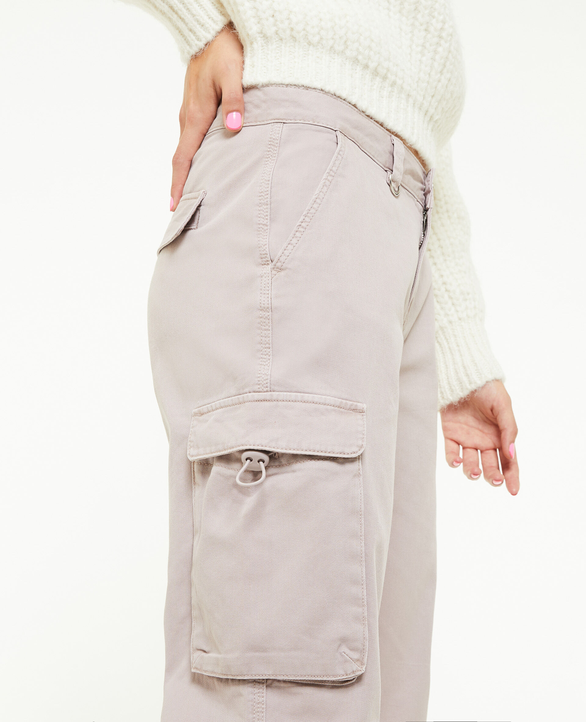 Pantalon cargo taille basse - Lilas