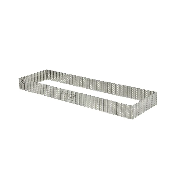 Cercle à tarte perforé cannelé rectangle acier inoxydable 35 cm De Buy