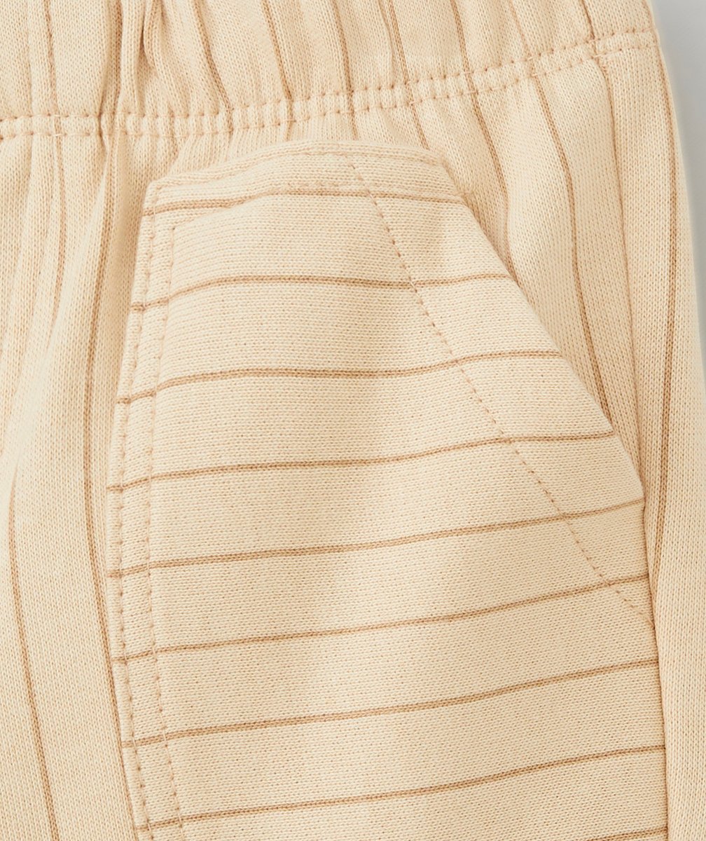 PANTALON DROIT BÉBÉ GARÇON EN COTON BIO BEIGE À RAYURES